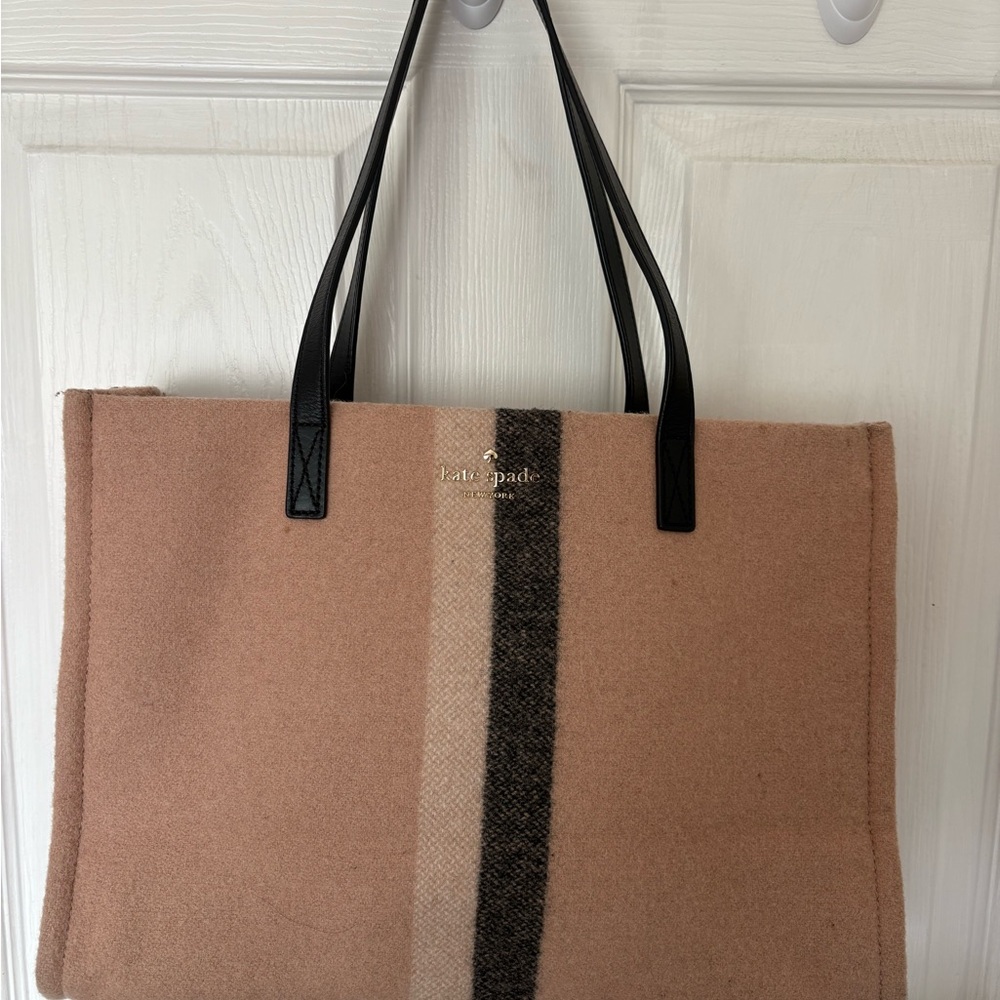 kate spade Blush Wool Tote with Center Stripe